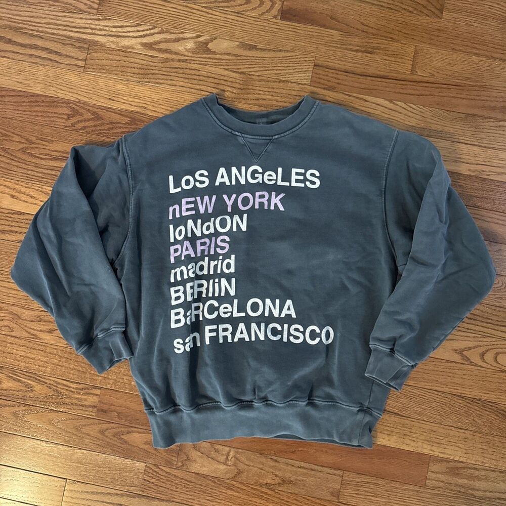 ANINE BING City Love Pullover Crewneck Sweatshirt Medium Retro Loungewear